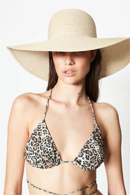 C&City Kısa Kenar Hasır Plaj Şapkası Y8201 Açık Bej