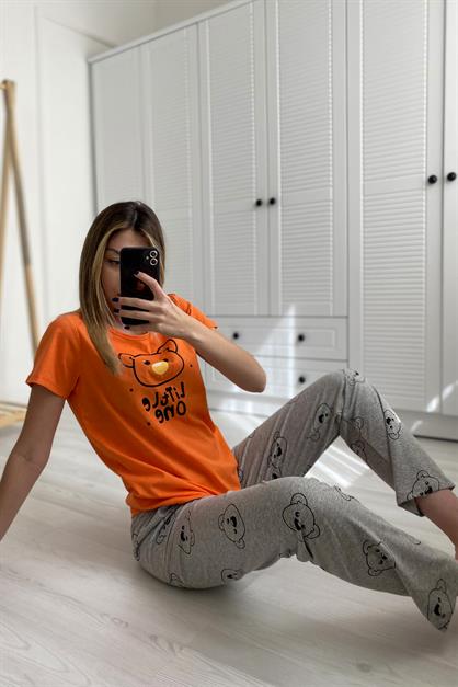 C&City Kısa Kol Pijama Takım Orange-441021