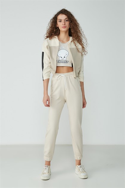 C&City Lastikli Paça Yandan Cepli Eşofman Altı 734 Taş