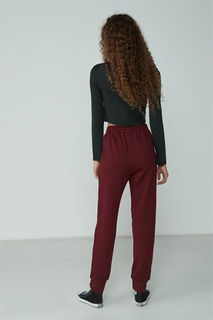 C&City Manşetli Paça Yandan Cepli Eşofman Altı 735 Bordo