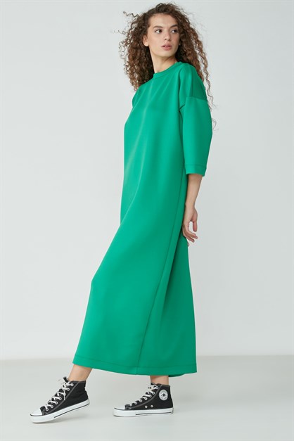 C&City Yarım Kol Sweat Elbise 9100 Yeşil