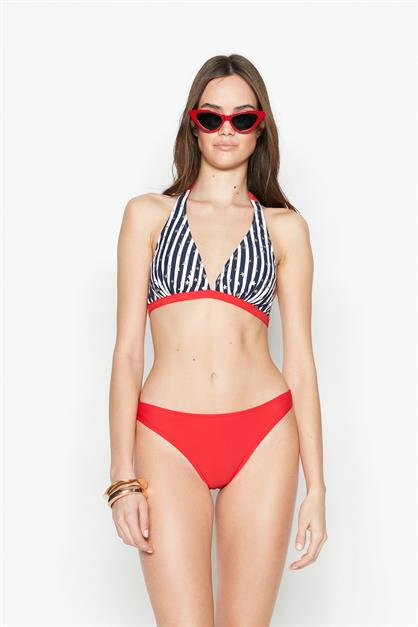 C&City Uzun Üçgen Bikini Takım 3202 Lacivert/Kırmızı
