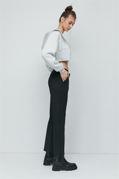 C&City Yırtmaçlı İspanyol Paça Eşofman Altı 843 Siyah