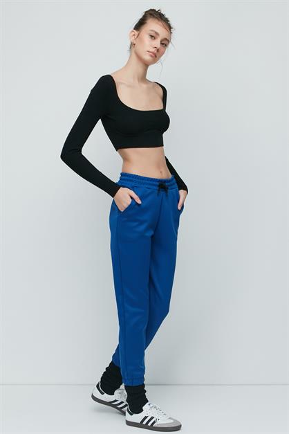 C&City Yırtmaçlı İspanyol Paça Eşofman Altı 843 Sax