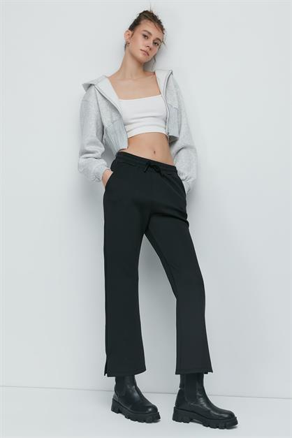 C&City Yırtmaçlı İspanyol Paça Eşofman Altı 843 Siyah