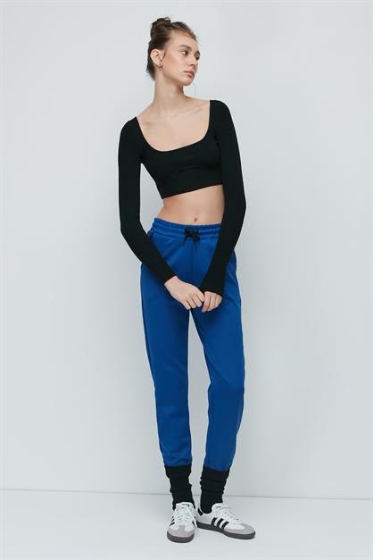 C&City Yırtmaçlı İspanyol Paça Eşofman Altı 843 Sax