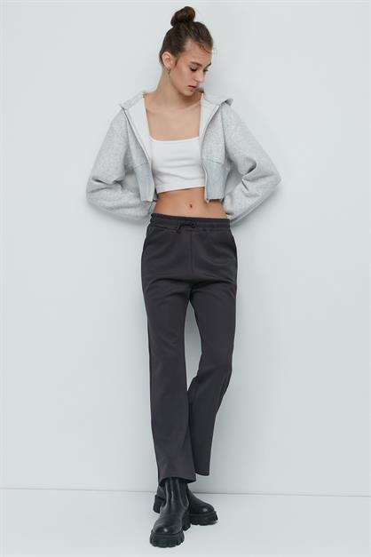 C&City Yırtmaçlı İspanyol Paça Eşofman Altı 843 Füme