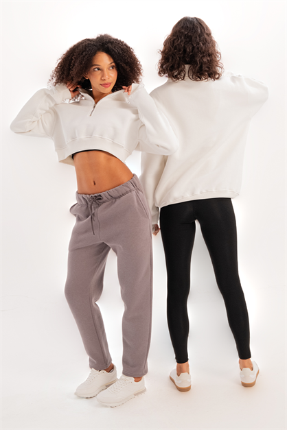 Crop Neck Half-Zip  Womens Sweatshirt Vibe