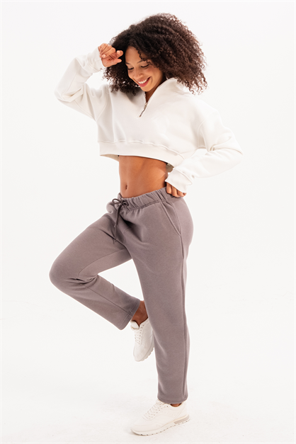 Crop Neck Half-Zip  Womens Sweatshirt Vibe