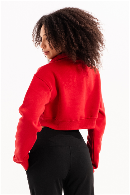 Crop Neck Half-Zip  Womens Sweatshirt Vibe