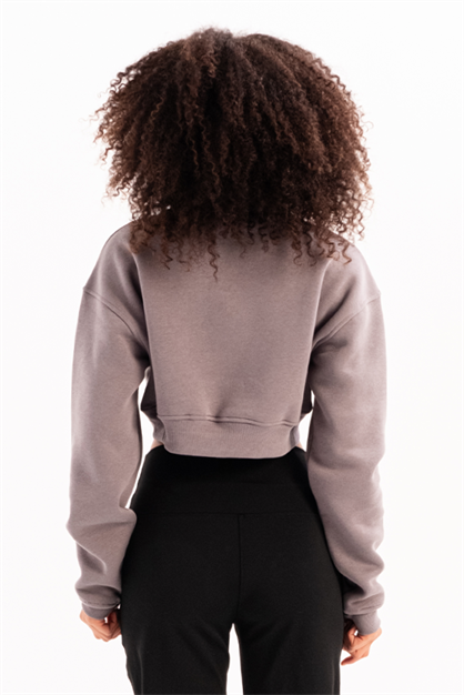 Crop Neck Half-Zip  Womens Sweatshirt Vibe