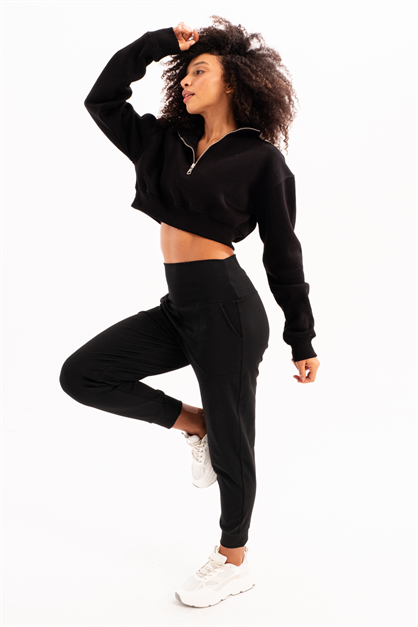 Crop Neck Half-Zip  Womens Sweatshirt Vibe