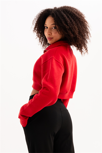 Crop Neck Half-Zip  Womens Sweatshirt Vibe