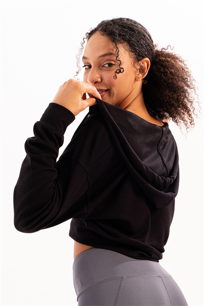 Crop Hooded Zip-Up Womens Sweatshirt Atria
