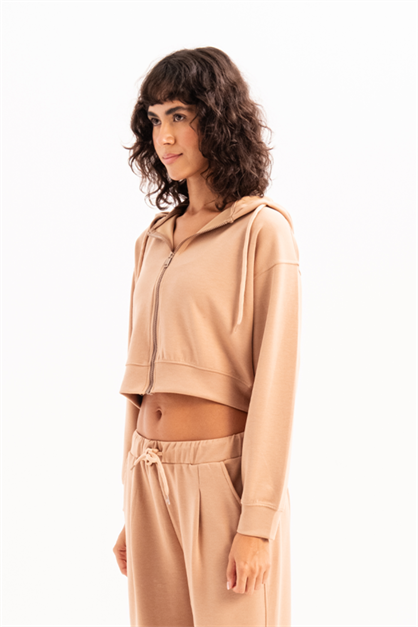 Crop Hooded Zip-Up Womens Sweatshirt Atria