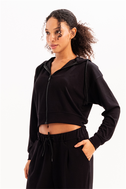 Crop Hooded Zip-Up Womens Sweatshirt Atria