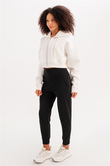 Crop Hooded Zip-Up Fleece Hoodie Womens Sweatshirt Lumen