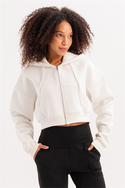 Crop Hooded Zip-Up Fleece Hoodie Womens Sweatshirt Lumen