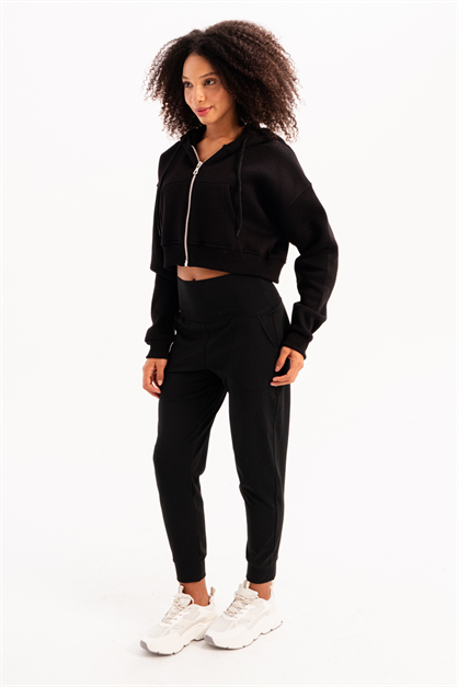 Crop Hooded Zip-Up Fleece Hoodie Womens Sweatshirt Lumen