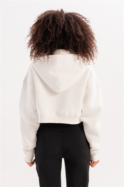 Crop Hooded Zip-Up Fleece Hoodie Womens Sweatshirt Lumen