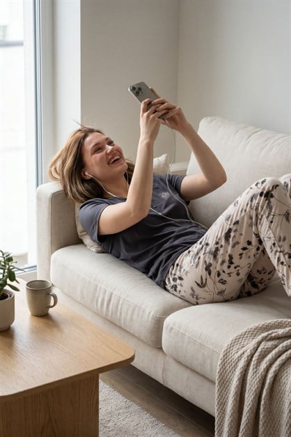 Damla Yaka Yarım Düğmeli Pijama Takımı Gri-512226