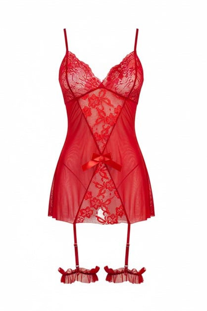 Dantel Detaylı Babydoll Kırmızı