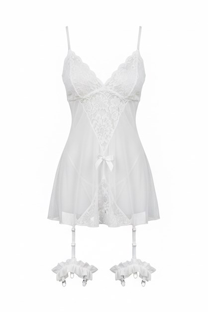 Dantel Detaylı Babydoll Krem