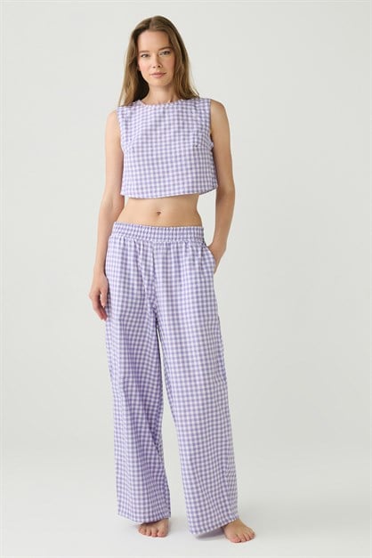 DayJamas Pötikare Crop Pantolon Takım Lila