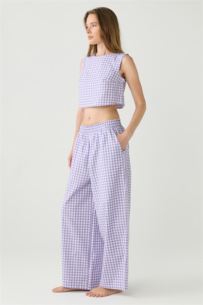 DayJamas Pötikare Crop Pantolon Takım Lila