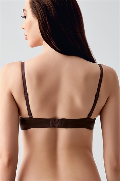Double Push-Up Dolgulu Straplez Sütyen C17040 Kahverengi