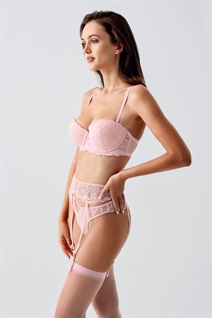 Non-padded Garter and Stocking Set with Spaghetti Straps C14168
