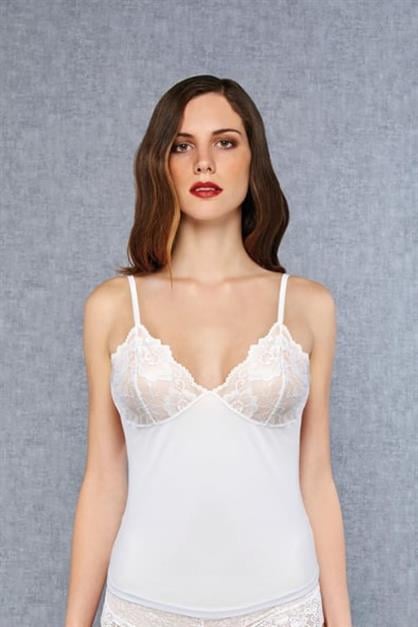 Doreanse Kadın İnce Askılı Dantelli Atlet 9382 Beyaz