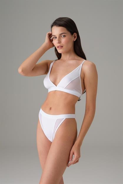 Doreanse Womens V-Cut High-Waisted Briefs with Tulle Detail 7153