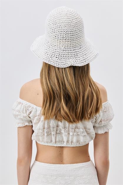 Hand-Knitted Straw Hat Y8208
