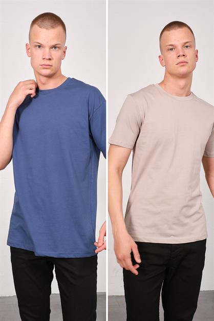 Mens Bicycle Neck 2-Pack Oversize Basic T-Shirt 991