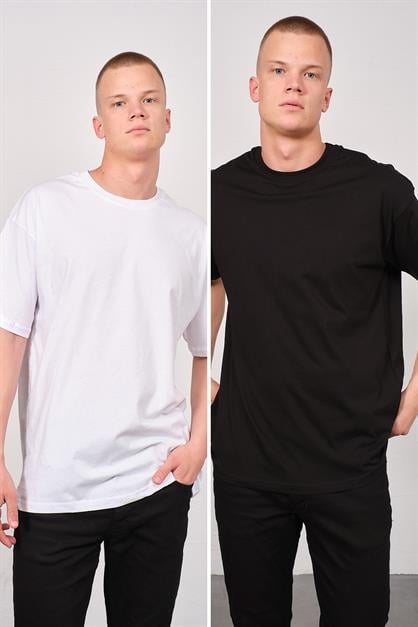 Mens Bicycle Neck 2-Pack Oversize Basic T-Shirt 991