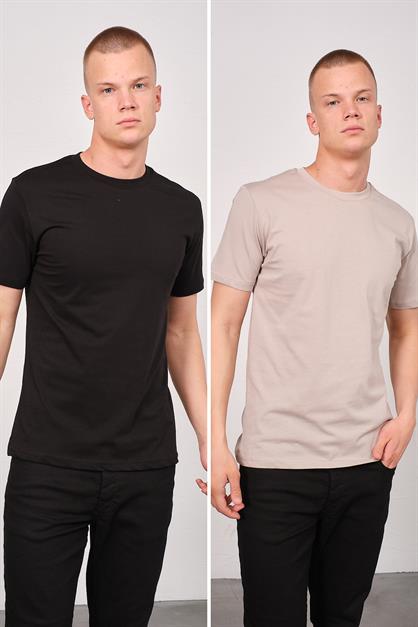 Mens Crew Neck 2-Pack Regular Fit Basic T-Shirt 990