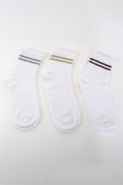 Mens Striped Short 3-Pair Sock Set