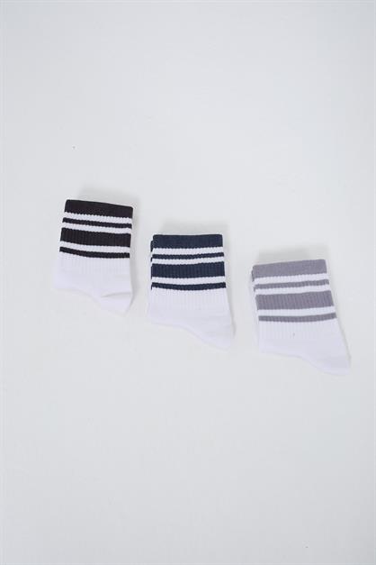Mens Striped Short 3-Pair Sock Set