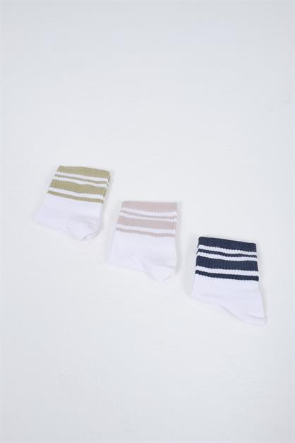 Mens Striped Short 3-Pair Sock Set
