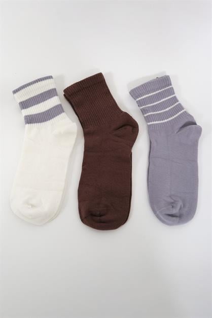 Mens Striped Short 3-Pair Sock Set