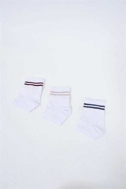 Mens Striped Short 3-Pair Sock Set