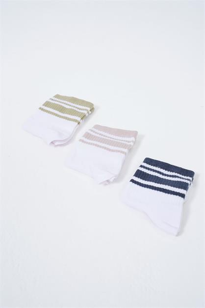 Mens Striped Short 3-Pair Sock Set