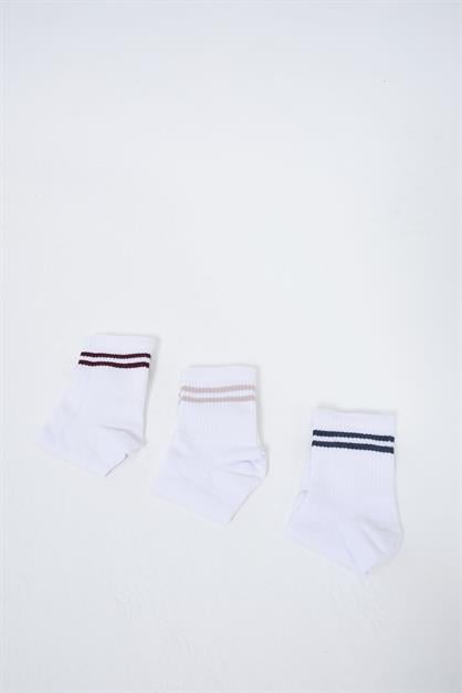 Mens Striped Short 3-Pair Sock Set