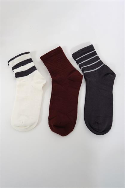 Mens Striped Short 3-Pair Sock Set