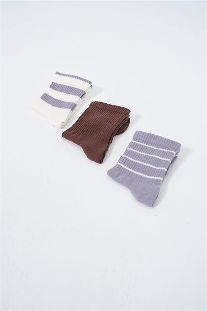 Mens Striped Short 3-Pair Sock Set