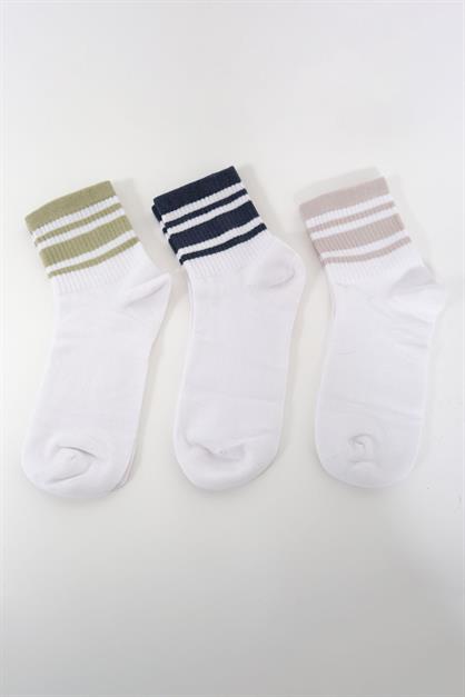 Mens Striped Short 3-Pair Sock Set