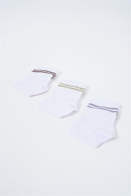 Mens Striped Short 3-Pair Sock Set
