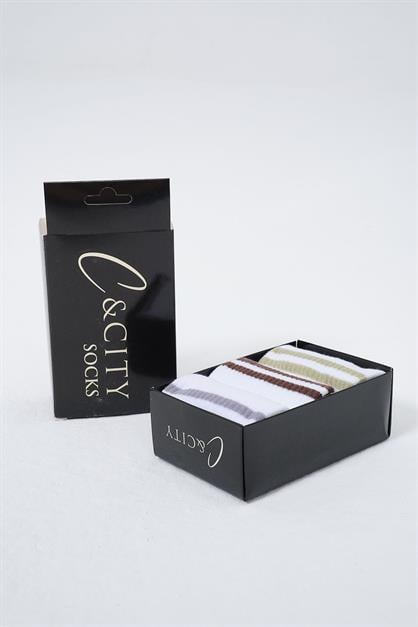 Mens Striped Short 3-Pair Sock Set