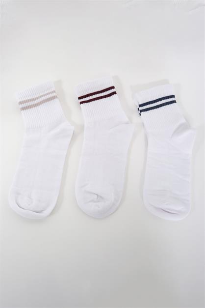Mens Striped Short 3-Pair Sock Set